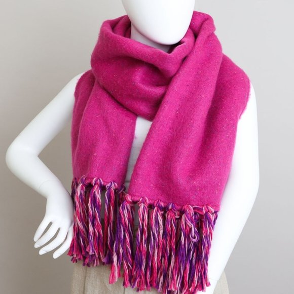 NEW Luxe Line Boho Festival Style Fringe Long Soft Wrap Scarf Orange or Hot Pink - Picture 4 of 6